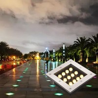 Projecteurs LED carrés étanches IP65 pour parcs et escaliers, contrôlables par application, à intensité variable, blanc chaud, pour cour et mur, encastrables pour pelouse