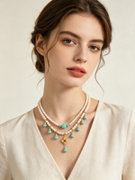 Collier vintage bohème en argent 925 plaqué or avec perles d'eau douce, ensemble de 2 colliers superposables, collier ras du cou de luxe pour femmes, mariage