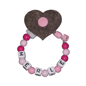 Catenella per ciuccio con nome feltro cuore / fiore (bambina) - Product Image 2