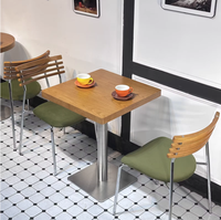 Ensemble de mobilier durable moderne en bois massif pour restaurant occidental, café, bistro musical, table carrée, chaise et banquette