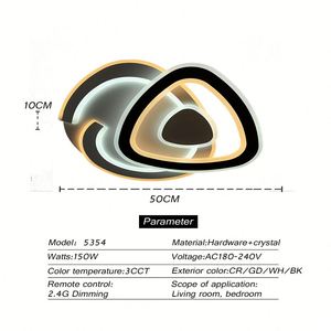 โคมไฟเพดาน LED รูปทรงดอกไม้สไตล์โพสต์โมเดิร์น พร้อมระบบควบคุมผ่านแอพ WiFi และรีโมทคอนโทรล โคมไฟสีขาว สไตล์นอร์ดิกโมเดิร์น สำหรับใช้ภายในอาคาร - Product Image 2