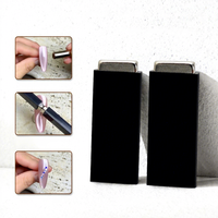 Aimant pour nail art effet œil de chat, robuste, avec housse de protection en silicone noir, bâtonnet magnétique pour gel à ongles œil de chat, outil de manucure DIY