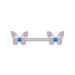 Piercing de Pezón de Acero Inoxidable con Zirconia en Forma de Mariposa, 14mm, Set de Piercings Corporales Modernos para Unisex, Regalo para Fiestas - Product Image 6