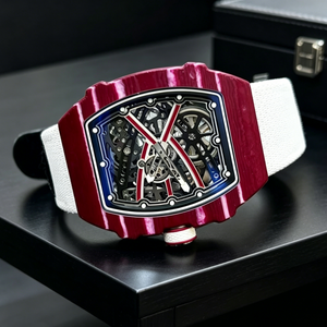Reloj Mecánico de Lujo de Alta Gama con Diseño Hueco, Caja de Fibra de Carbono Roja, Estilo Ejecutivo para Hombre - Product Image 5