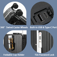 Valise rigide en ABS PC à ouverture frontale de 21 pouces, 360° °   Valise de voyage à roulettes avec serrure à code TSA, logo personnalisé, OEM
