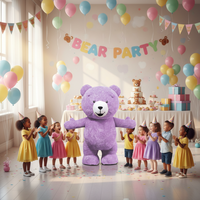 Costume de mascotte ours en peluche gonflable géant coloré et stylé, imprimé en sérigraphie, pour adultes unisexe, populaire pour le cosplay