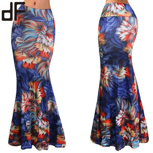 Wholesale Floral Hawaiian <strong>Skirt</strong> Sexy Mermaid Long Maxi Dress Women <strong>Wrap</strong> <strong>Skirts</strong> Print Stretch Polyester Spandex Maxi Standard - Product Image 4