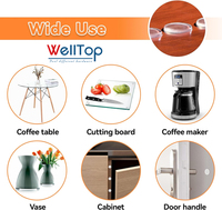 WELLTOP Accessoires de mobilier en plastique personnalisés, patins antidérapants transparents à ventouse pour protection de meubles en verre