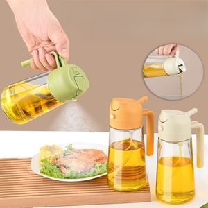 Distributeur d'huile en verre réutilisable 2-en-1, flacon à huile pour barbecue, cuisine, cuisson, rôtissage, pique-nique - Outil de cuisine polyvalent - Product Image 1