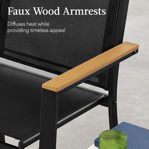 4 Piece Outdoor Textilene Patio Conversation Set Loveseat <b>Chairs</b> Coffee <b>Table</b> Steel Frame Furniture - Product Image 4