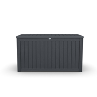 Boîte de rangement extérieure XXL en résine imperméable de 180 gallons, verrouillable, noire, grande, pour meubles de patio