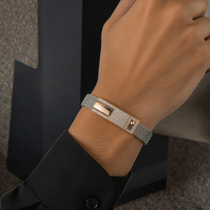 Pulsera Elástica con Cuentas en Tono Oro Rosa, Cristales de Imitación y Diseño Geométrico, Joyería para la Muñeca, Regalo de Boda 0 - Product Image 2