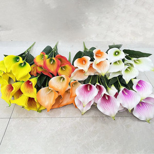 7 rami artificiale Calla Lily Bouquet Real-Touch latex PU Flowers Milky White Calla Lily - Product Image 5