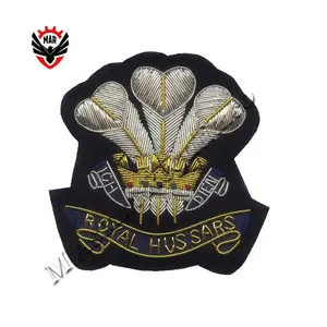 Royal hussari Silver Bullion wire ricamo a mano Black Blazer Pocket Badge |