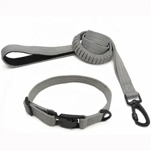 Satu Set Tali dan Kerah Anjing Magnetik, Tali Carabiner Reflektif untuk Anjing Besar Sedang