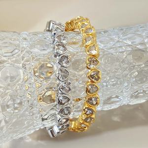 Sparking Gemstone <b>Bracelet</b> Gold Plated Micro Cubic Zirconia Heart Flower <b>Bracelet</b> for <b>Girl</b> and Women - Product Image 3