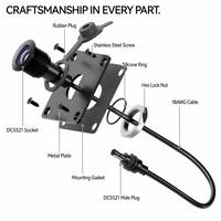 DC5521 IP67 Wasserdichtes 12V/24V Einbau-Durchgangsstromkit Starlink Mini-Steckdose Klappdeckel 18AWG Kabel RV Marine Wandmontage