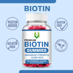 Hot Selling Premium Biotin Gummies Adult Healthcare <b>Supplement</b> Strawberry Flavored to Support Clear Skin and Immune System - Product Image 3