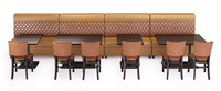 Café Thé Boutique Boulangerie Pizza Mcdonald Carré Chêne Café Bois Laminé Restaurant Meubles Stand Siège Table et Chaise Ensemble