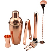 Ensemble de shaker à cocktails en or rose, 8 pièces, outils de bar avec doseur, pinces à glace, pilon, cuillère de bar, 2 verseurs pour bar à domicile, fête