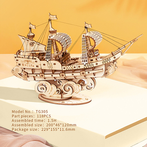 Robotime Rolife <span class=keywords><strong>3D</strong></span> DIY Maquette de Bateau TG305 Bois Artisanat Enfants Jouets Assemblage Puzzles en Bois - Product Image 5
