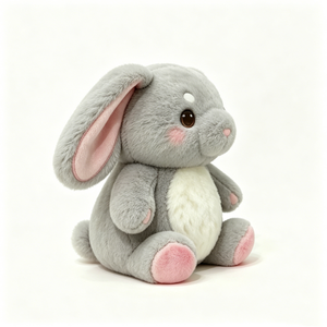 Peluche lapin gris clair personnalisée, lapin en peluche mignon assis et enroulé dans ses bras - Product Image 3