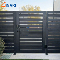 Portail piétonnier en aluminium noir à lattes espacées, thermolaqué, pour jardin, avec option de serrure intelligente