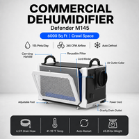 Nouveau Déshumidificateur Commercial pour Sous-sol Defender M145 73 Litres 155 Pintes 557 à Relance Automatique pour Poutres de Sol Blanc