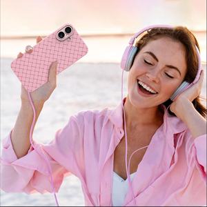 Étui <span class=keywords><strong>de</strong></span> téléphone en TPU magnétique antichoc à texture tissée BV pressée à chaud <span class=keywords><strong>de</strong></span> style INS pour femmes, compatible avec les modèles 16 et 15 - Product Image 1