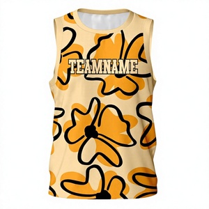Maillot de basket-ball unisexe à imprimé floral, sans manches, col rond, imprimé intégral, débardeur en polyester, respirant, pour toutes les saisons - Product Image 1