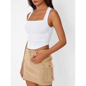 FOXA 2025 Y2K, bonitas camisetas sin mangas de verano para mujer, camisas cortas transpirables con cuello cuadrado, bonitos trajes de Primavera de la Reina - Product Image 4