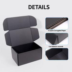 Pochettes d'expédition ondulées noires pliables avec logo UV, estampage <span class=keywords><strong>à</strong></span> chaud, gaufrage, recyclables, taille personnalisable, emballages en carton pour vêtements - Product Image 2