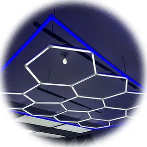LIANGTE 사용자 정의 색상 퍼플 블루 핑크 Led 벌집 육각 육각 격자 빛 천장 세부 램프