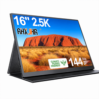 Moniteur portable AHXJKA 16 pouces, écran unique 2.5K 144Hz, étui en cuir, fourniture OEM, vente en gros, compatible Win Mac PS5