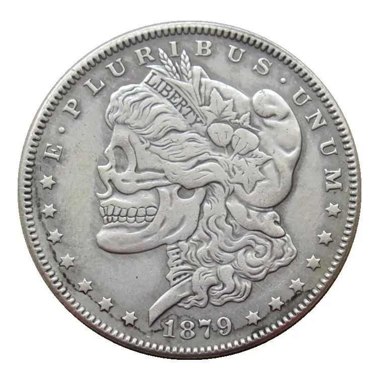 Moneda de recuerdo de hobo antiguo personalizada, fabricante al por mayor, 1879 dólares de plata