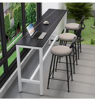 Table de bar en pierre frittée, style minimaliste moderne, pour la maison, le balcon, le salon, le salon de thé, table longue et étroite à pieds hauts