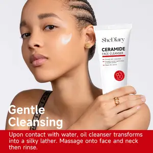 Shelabel Private Label Vegan Unisex Ceramide nemlendirici yüz temizleyici dengeler cilt su yağı organik yüz temizleyici