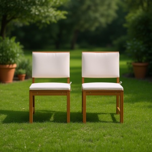 Chaise de jardin en bois d'acacia avec coussin, design minimaliste, mobilier d'extérieur, 2 pièces, bois massif brun, pieds coniques - Product Image 2