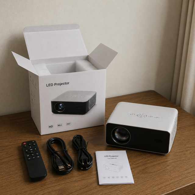 Smart Home Mini Projector with Native 1080P WiFi 6 Bluetooth 5 4 and Portable Design for Indoor Outdoor Movie Use