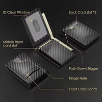 Portefeuille compact en métal anti-RFID, en cuir microfibre, avec fermeture à bouton, style bifold, fenêtre pour carte d'identité, fente pour espèces à accès rapide, minimaliste