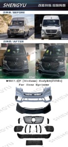 Systèmes de carrosserie automobile pour Benz Sprinter W906 W907 W910 2018-2020 au modèle GT/Medusa comprenant un pare-chocs avant avec calandre - Product Image 4