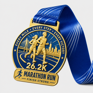 Custom Triathlon Finisher Medals Factory Metal Award Medal with 3D Logo and Sublimated <b>Ribbon</b> Custom 2K Marathon Finish Medal - Product Image 1