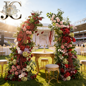 Arche florale artificielle en soie <span class=keywords><strong>rose</strong></span> vif et orange pour événements <span class=keywords><strong>de</strong></span> mariage, décoration <span class=keywords><strong>de</strong></span> toile <span class=keywords><strong>de</strong></span> fond pour guide <span class=keywords><strong>de</strong></span> mariage - Product Image 1