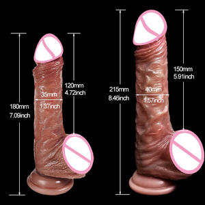 Dildos réalistes en silicone liquide double de 8,46 pouces, peau douce, testicules coulissants, billes d'acier intégrées, étanche IPX7, grand modèle - Product Image 2