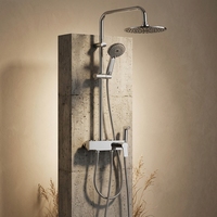 Ensemble colonne de douche thermostatique à poignée unique en acier inoxydable chromé, design européen, avec pommeau de douche pluie TM-1005