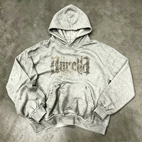 Sweat à capuche zippé épais 500 g/m² pour homme, haute qualité, streetwear automne, effet délavé, bords déchirés, lavage vintage, logo brodé personnalisé