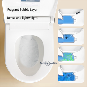 Couvre-siège de toilette intelligent en forme de U, autonettoyant, avec capteur radar, couvercle rabattable, lumière nocturne et bouclier en mousse - Product Image 2
