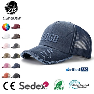 Custom Embroidery Logo Fitted Baseball Hats 5 Panel Baseball <b>Cap</b> Bulk <b>Plain</b> Washed Distressed Trucker <b>Cap</b> for Men Women Daily - Product Image 1