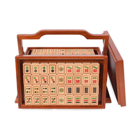 Jeu de Mahjong en bois de hêtre sculpté, emballage personnalisable en boîte en bois, tuiles de Mahjong 37x21x28mm, options de logo client CN/HUN HLDB1017327