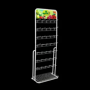 Groothandel Vloer Staande Metalen Draad Haak Hangende Pakketten Zaad Display Rack